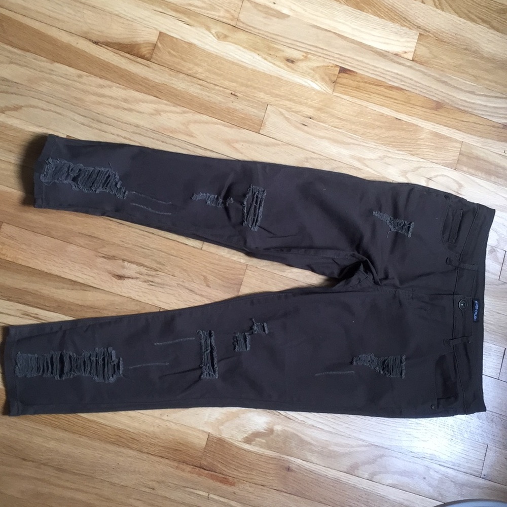 Army green crazy skinny jeans